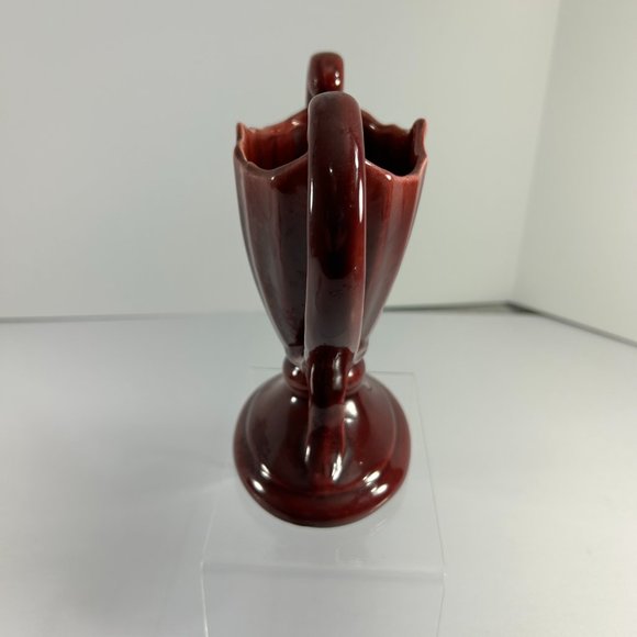 Vintage Camark Art Pottery Double Handle Trophy Style Vase Urn 404 USA Maroon - Picture 4 of 9